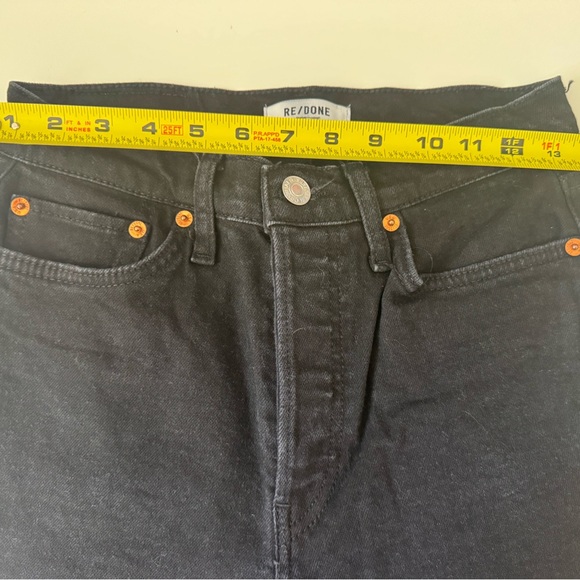 RE/DONE Jeans Womens Originals High Rise Loose Washed Black Rips Button Fly 27 - Picture 13 of 16